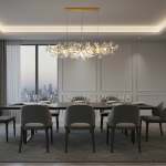 Champagne Crystal Floral Linear Chandelier 17 Light Luxury Ceiling Light
