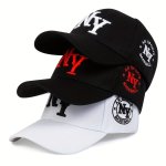 Ny Embroidery Baseball Cap Outdoor Adjustable Sun Protection Leisure Cap Versatile Travel Seaside Vacation Baseball Cap For Wome