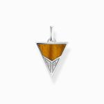 Pendant Pyramid With Black Onyx Beads And Tiger's Eye Beads - Silver