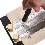1PC High-precision Scale Ruler T-type Hole Ruler Stainless Woodworking Scribing Mark Line Gauge 90 Degree Right Angle Sciber Car