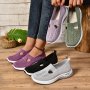 Women's Solid Color Breathable Sneakers Soft Sole Lightweight Slip On Walking Shoes Low-top Knitted Casual Shoes