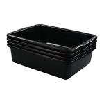 Zerdyne 13 L Plastic Commercial Bus Tubs 4 Pack Rectangular Washing Up Bowl Black