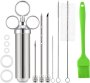 Meat Seasoning Syringe Kit With 3 Needles 4 Brushes & 5 Spare O-ring Seals Stainless Steel Cutter Kitchen Tool Set