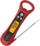 Instant Read Digital Meat Thermometer With Backlight & Bottle Opener Black Thermometer With Fork Kitchen Thermometer