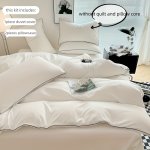3PCS Polyester Duvet Cover Set 1 Duvet Cover + 2 Pillowcase Without Core Solid Color All Season Bedding Set Soft Comfortable And