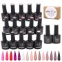 Uv Gel Nail Polish Colour Starter Set Of 15 Hema-free Top&base Glam Gel