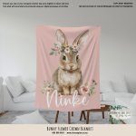 Personalised Fleece Blanket Bunny Flower Crown