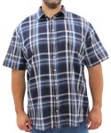 Mens Short Sleeve Check Shirt - 10XL Nvy blue
