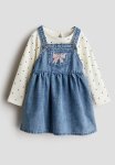 2-PIECE Top And Dress Set - Blue & White