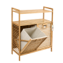 Bamboo Storage Cabinet Withtilt-out Laundry BASKETS-2-TIER Organiser