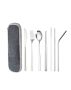 Cutlery Set 8 Piece Portable Travel Camping - Silver