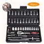 46-PIECE Socket Wrench Set 1/4" Drive Ratchet Spanner Combo Tool Kit For Car And Bicycle Repair Durable Non-charged Other Materials Construction