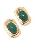 Goldair Gold Green Stone Rectangle & Oval Stud Earrings