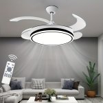 106.68CM Ceiling Fan With Light Fandelier Retractable Ceiling Fan Light And Three Colors Changing With Remote Controller For Liv