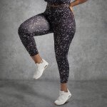 Plus Size Splatter Print Active Leggings - Black & White