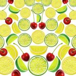 40PCS Artificial Lifelike Cherries Lemon Lime Slices And Wedges. Decorative Lemon Slices And Blocks Red Black Cherries Fake Frui