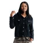 2-TEXTURED Hooded Corduroy Jacket - Black Free