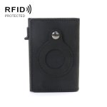 Anti-theft Positioning Wallet Men Card Holder MINI Wallets For Airtag Cowhide Black
