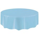 Round Plastic Tablecloth 84" Light Blue