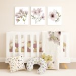 Cot Duvet Bedding Watercolour Floral Lilly Mustard Set