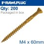 R-dsx Decking Screws M4 X 60X36 Ginger Ruspert X200-BOX