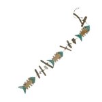 Blue Wooden Fishbones On String 96CM