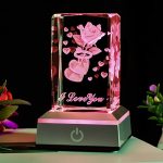 Bahujida I Love You 3D Ring Rose Crystal With LED Color Night Light Valentine's Day Mothers Daygifts For Wife Mom Women Heruniqu