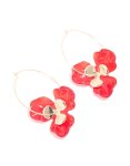 Goldair Gold Red Acrylic Flower Hoop Earrings