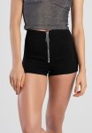 Sissy Boy Laura-lee: High Waist Hot Shorts With Exposed Zip - Black