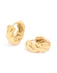 Waterproof Gold Plated Stainless Steel Plaited Detail Huggie Earrings