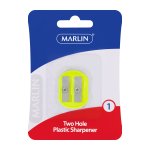 Marlin Plastic Sharpener 2 Hole Assorted Colours Pack Of 12