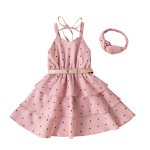 Pink Polka Dress With Matching Headband And Belt