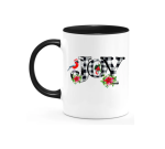 Christmas Joy Black And White Check Font Design Coffee Mug