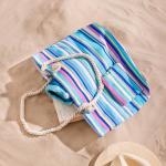 Ocean Breeze Stripes Beach Bag Blue