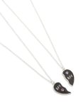 Kids Silver Mood Diamante Bff Heart Necklaces 2-PACK