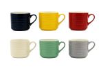 6 Piece Set Mixed Colour Ceramic Mugs - 460ML.
