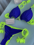 Brazilian Push Up Bikini - Navy Neon Yellow - Large
