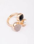 Goldair Gold Triple Stone Wrapped Cocktail Ring - M l