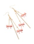 Goldair Gold Pink Bow Chain Drop Earrings