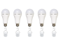 15W Rechargeable Emergency Light Bulb 5 Pack - Screw In