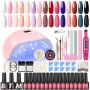 Professional 15-COLOR Gel Nail Polish Kit With Uv LED Nail Lamp And Electric Nail Drill - Cruelty-free And Vegan Nail Art Set Unscented USB