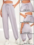 Solid Color Quick Drying Casual Sweatpants Drawstring Elastic Waist Jogger Running Pants Women's Athleisure
