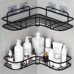 Easy-install Space-saving Corner Shelf - Sturdy Cast Iron No-drill Triangle Organizer For Bathroom & Kitchen Storage Christmas h
