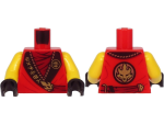 Parts Torso Ninjago Robe Dark Red Shirt Wide Black Hems With Gold Characters And Dragon Pattern Yellow Arms Black Hands 973P