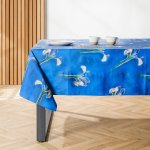 Irises Tablecloth Azure Blue - 8-10 Seater 150X280CM