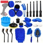 26PCS SET Car Cleaning Detailing Brush Tool Set Drill Brush Set Drill Brush Attachment Multipurpose Power Scrub Brush Suitable F