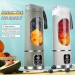 1PC USB Rechargeable Portable Juicer MINI Blender MINI Ice Crusher With Three Modes Digital Display And 12- Blades Easy-to-clean