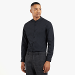 Mandarin Full Placket Shirt Black
