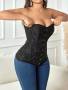 Elegant Jacquard Seamless Bandeau Crop Corset Top
