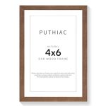 Puthiac 4X6 Solid Oak Wood Picture Frame Fits 3X5 With Mat Or 4X6 Without Mat Wall Or Tabletop Display With Stand Vertical Or Ho